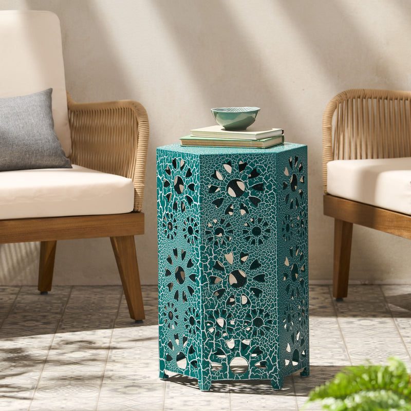 Galore - Side Table With Sunburst Cut Out Design