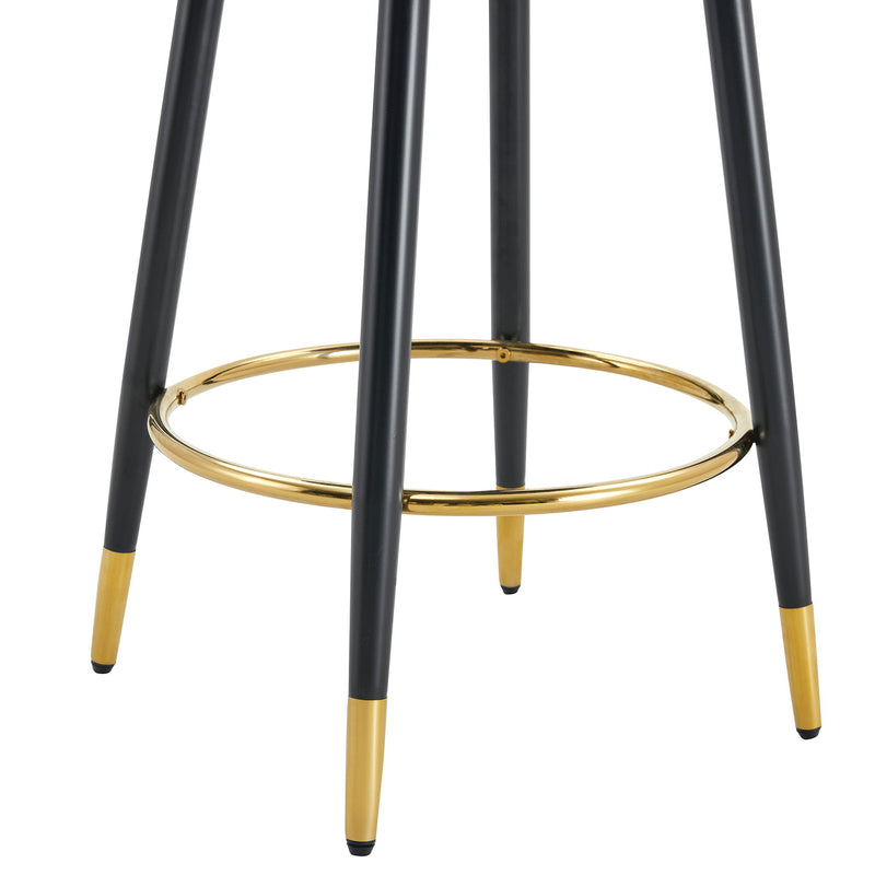 Modern Upholstered 360° Rotatable Bar Chair With Metal Legs For Dining Room (Set of 2)
