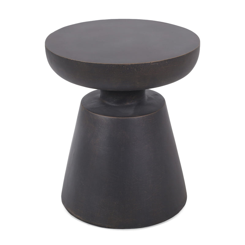 Outdoor Lightweight Concrete End Table With Half Sphere Top - Copper