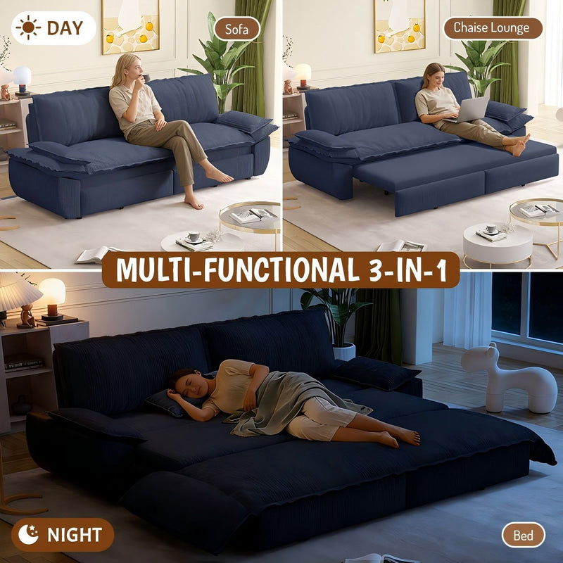 Queen Pull Out Bed, 3 In 1 Convertible Sleeper Sofa