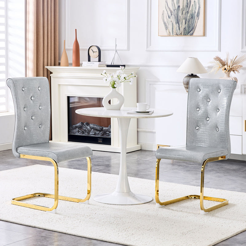 Elegant Design Alligator Skin Upholstered Dining Chairs