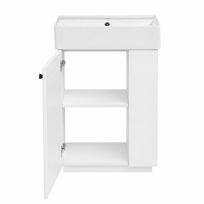 Bathroom Vanity With Sink, Freestanding Wood Grain Cabinet With Storage