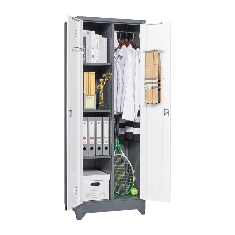 Lockers With Locking Doors, Adjustable Shelves, High Broom Tool Storage Cabinet