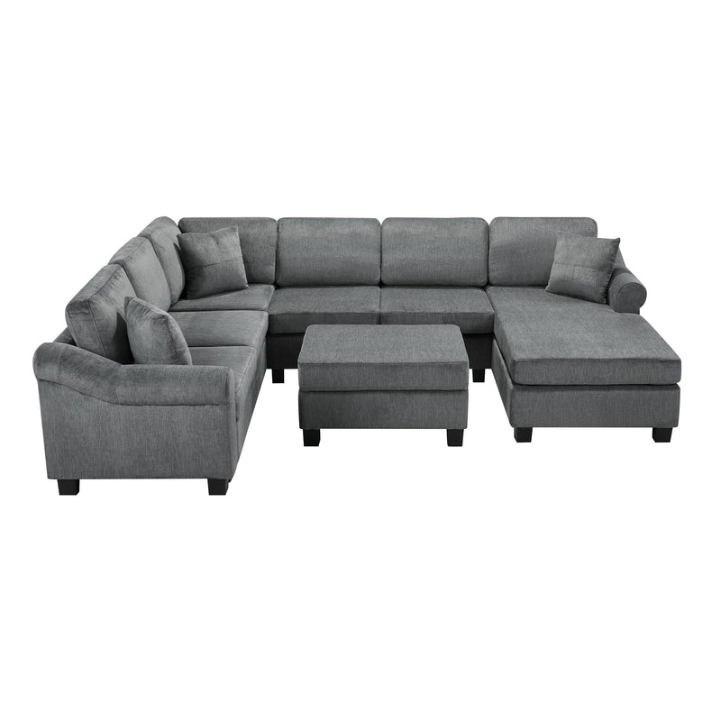 Contemporary U - Shaped Sectional Sofa With Movable Storage Ottoman