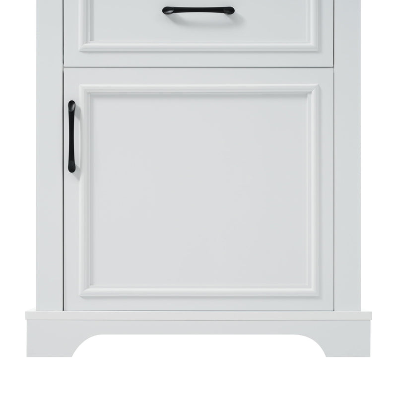 Freestanding Bathroom Vanity Tall With Damping Hinge Doors, Adjustable Shelves - White