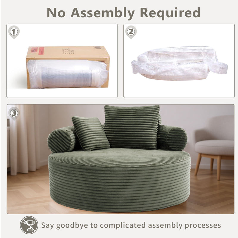 Round Sofa Bed With 3 Pillows For Living Room