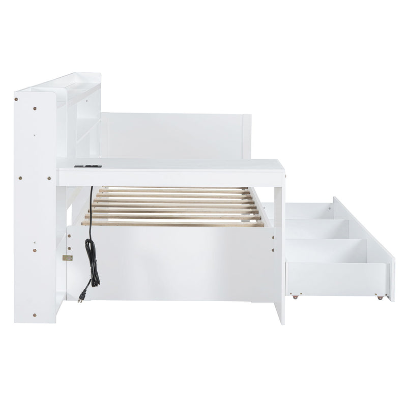 Daybed With 3 Drawers USB Ports And Desk