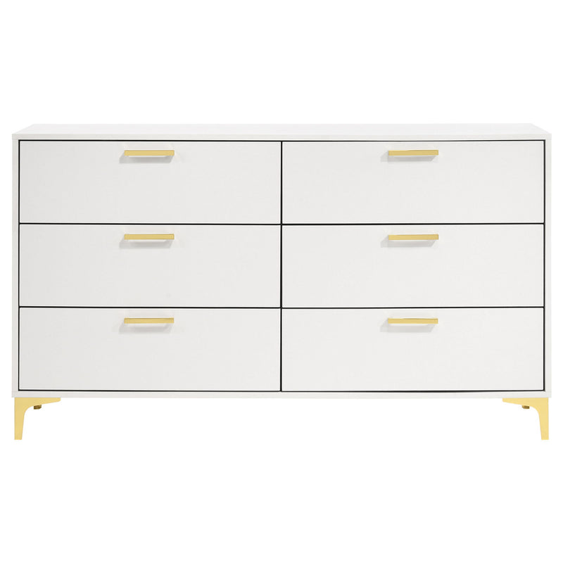 Karena - Rectangular 6 Drawer Dresser - White
