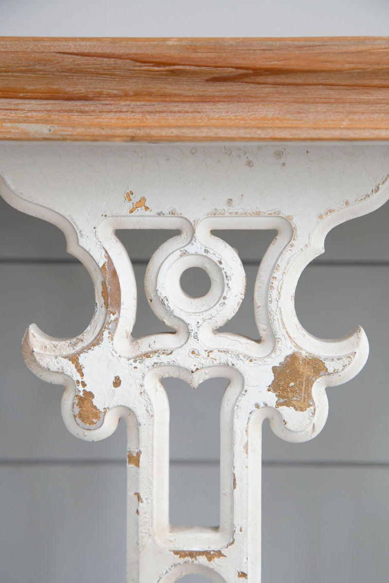 Classic Vintage Wash Console Table With Wood Top - Brown / Antique White