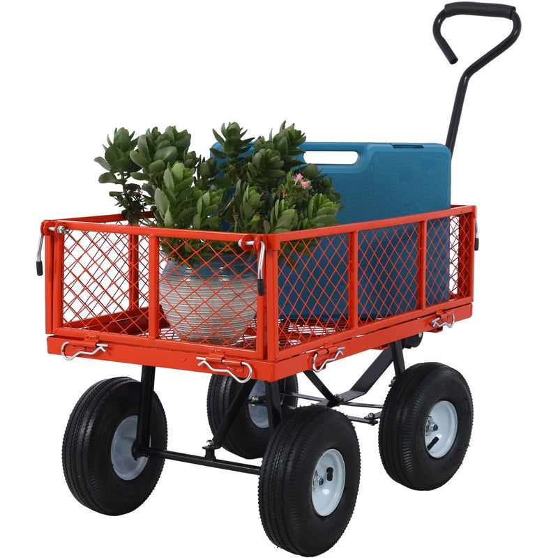 Heavy Duty Steel Garden Cart With Sides
