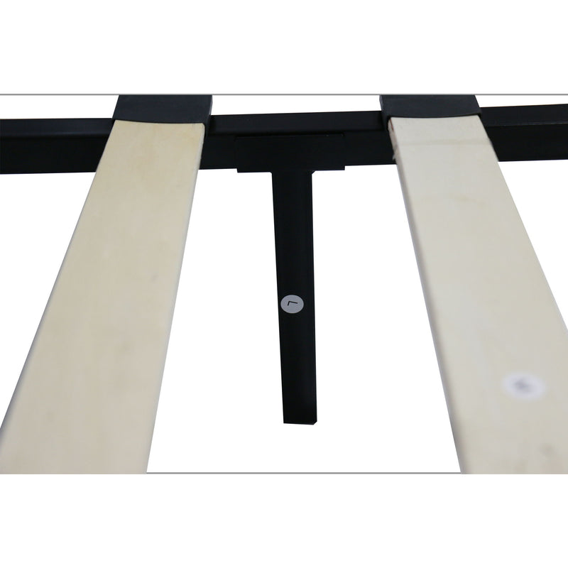 King Size Upholstered Platform Bed Frame With Button Tufted Fabric Headboard, No Box Spring Needed, Wood Slat Support