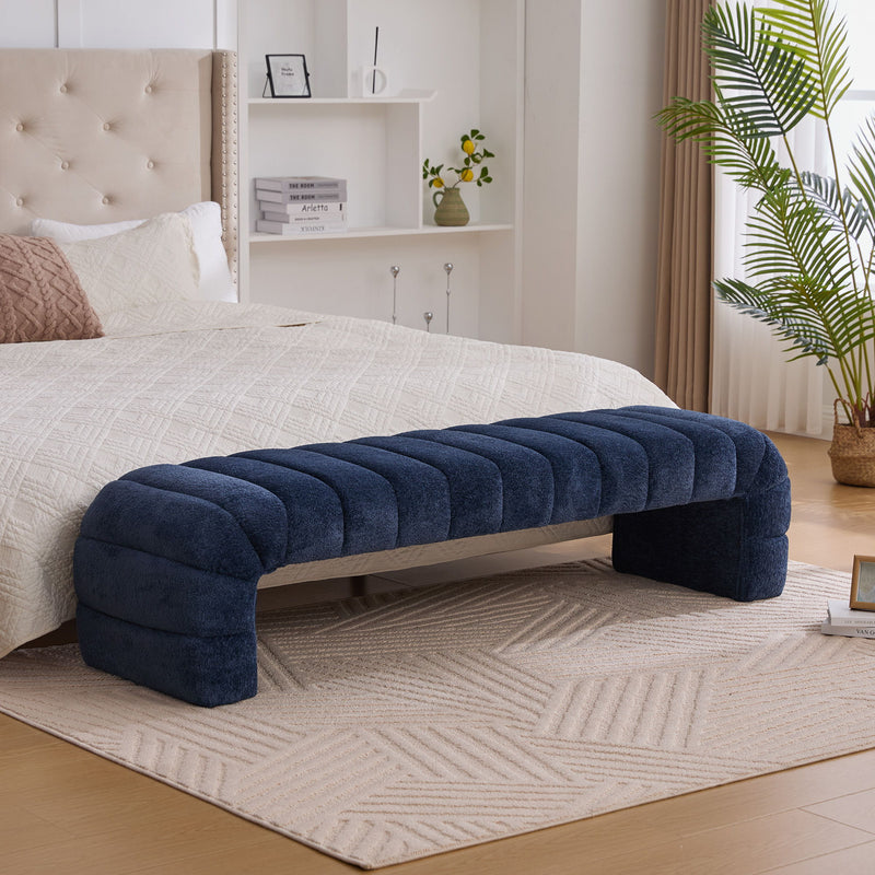 Modern Upholstered Armless Bed Bench With Channel Tufted Design