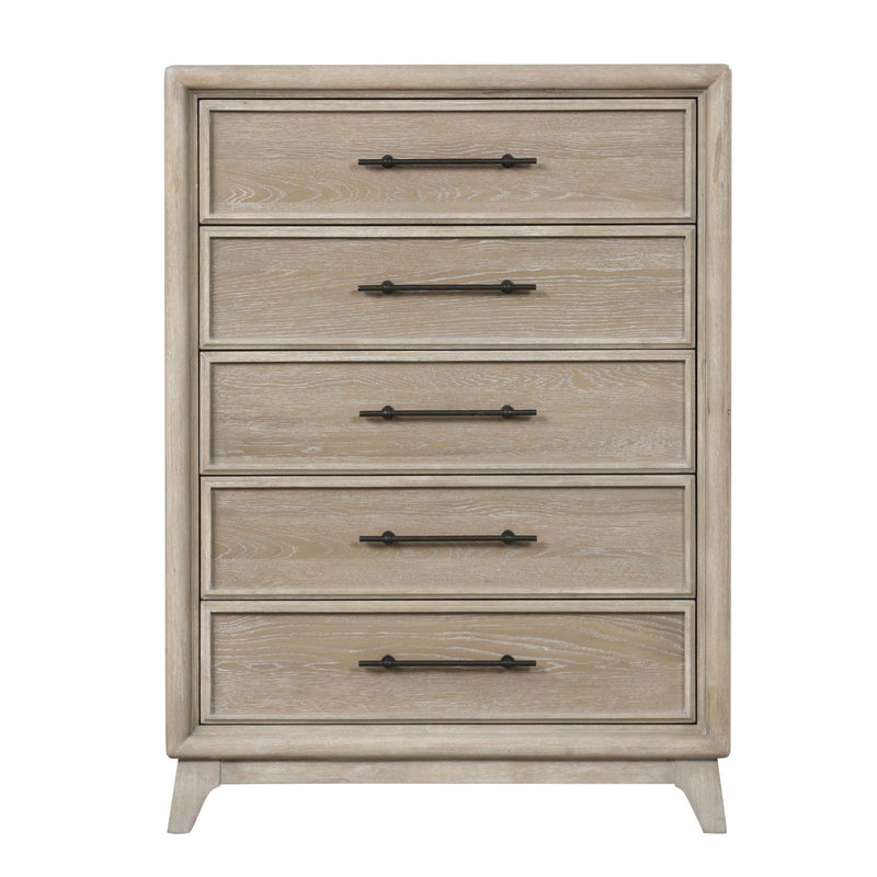 1 Piece Chest With Handles, Angled Legs, Ball Bearing Glides - Oak