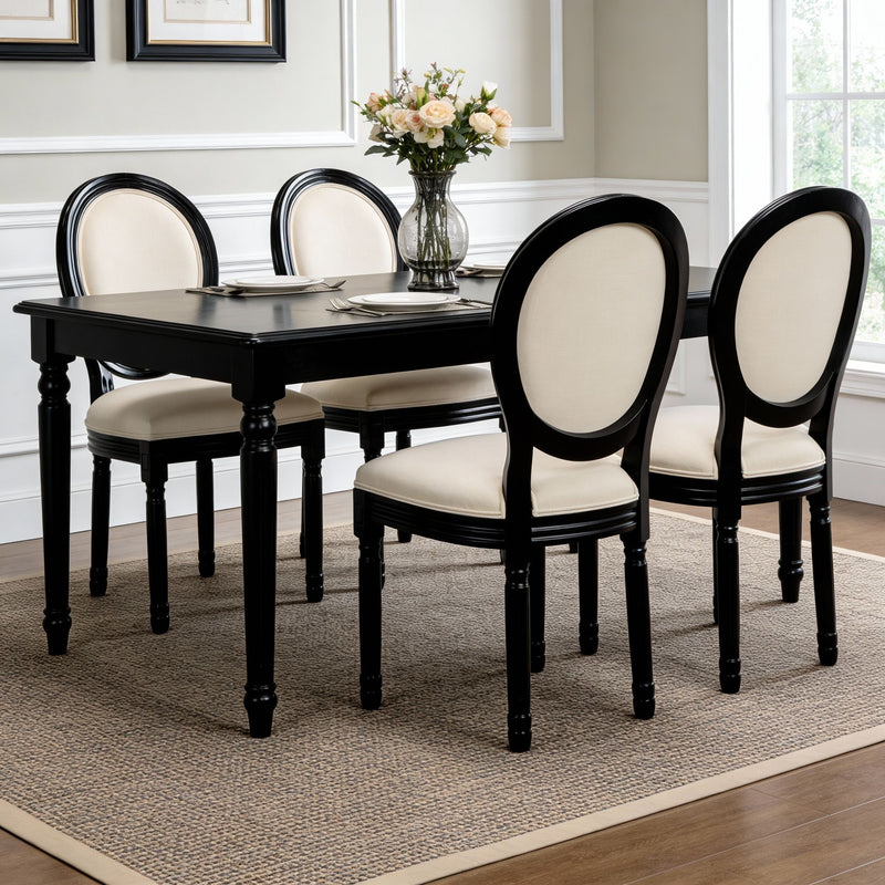 Dining Chairs Upholstered With Sponge Round Back (Set of 2) - Black