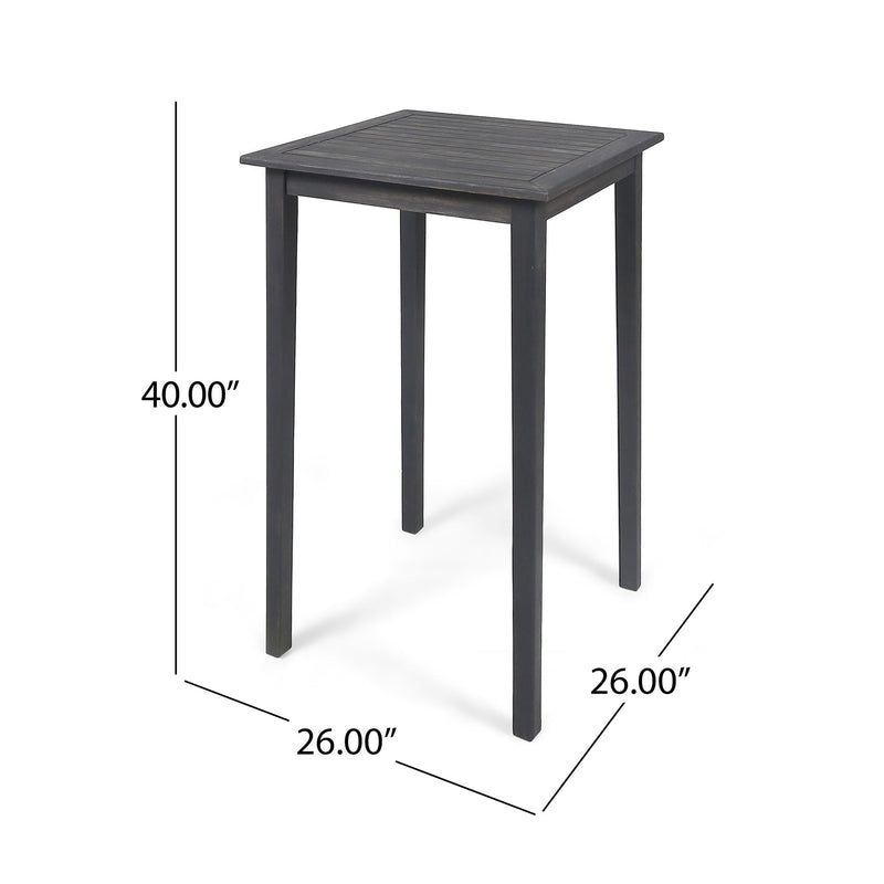 Outdoor Minimalist Acacia Wood Square Bar Table