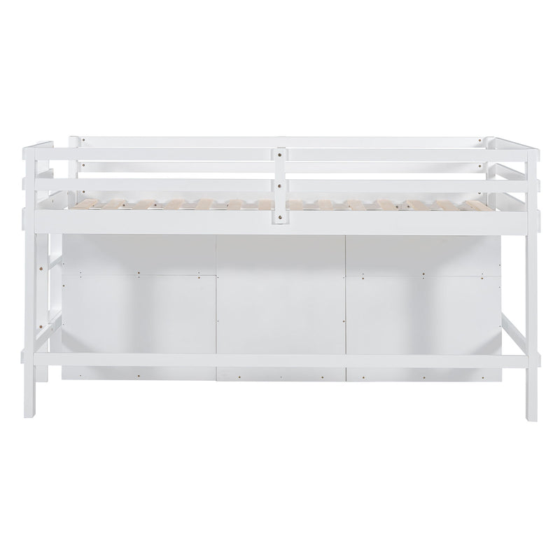 Loft Bed With 4 Drawers, Underneath Cabinet And Shelves