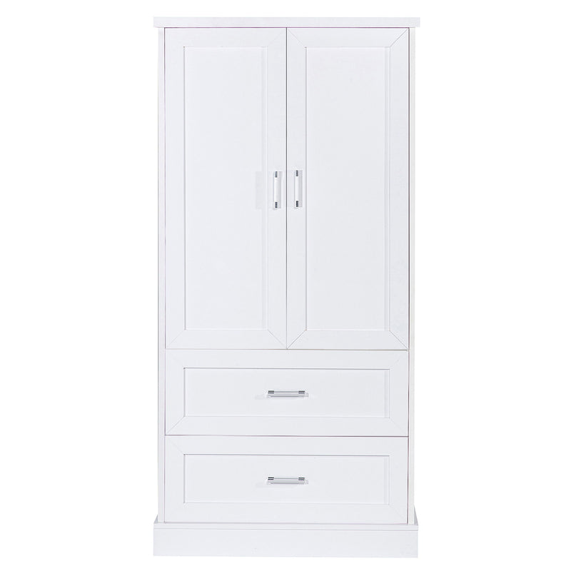 Tall Bathroom Storage Cabinet With 2 Doors And Drawers, Adjustable Shelf