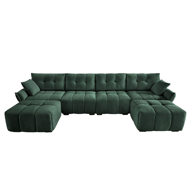 Sofa Set With Ottoman And Pillows, Textured, High Resilience Cushions