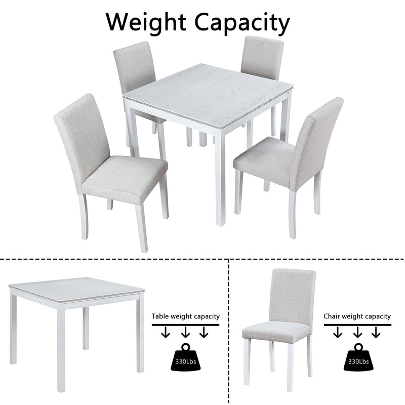 Dining Table Set With Crystal Decoration And Upholstered Chairs