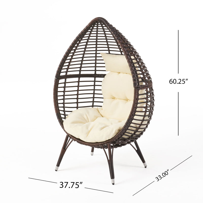 Cutter Teardrop Patio Chair With Water Resistant Cushion - Multi / Brown / Beige