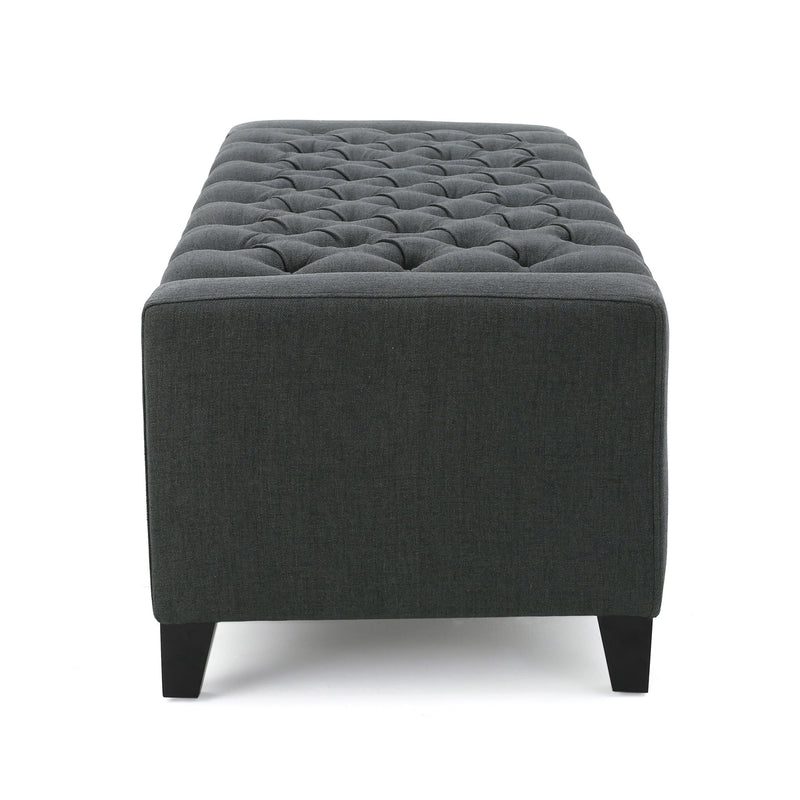 Contemporary Storage Ottoman With Tufted Top - Dark Gray