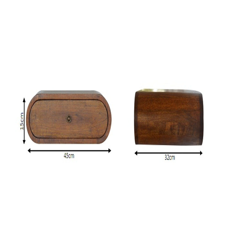 Wall Mounted Round Bedside Table - Chestnut