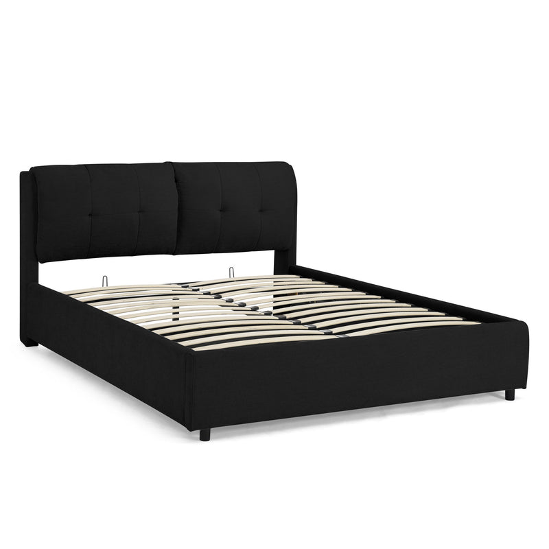 Storage Upholstered Hydraulic Platform Bed With Integrated Headboard