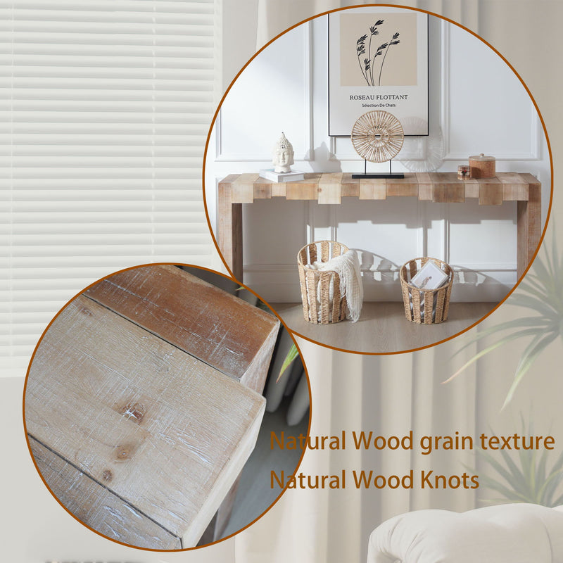 Modern Rustic Table With Sculpted Block Design