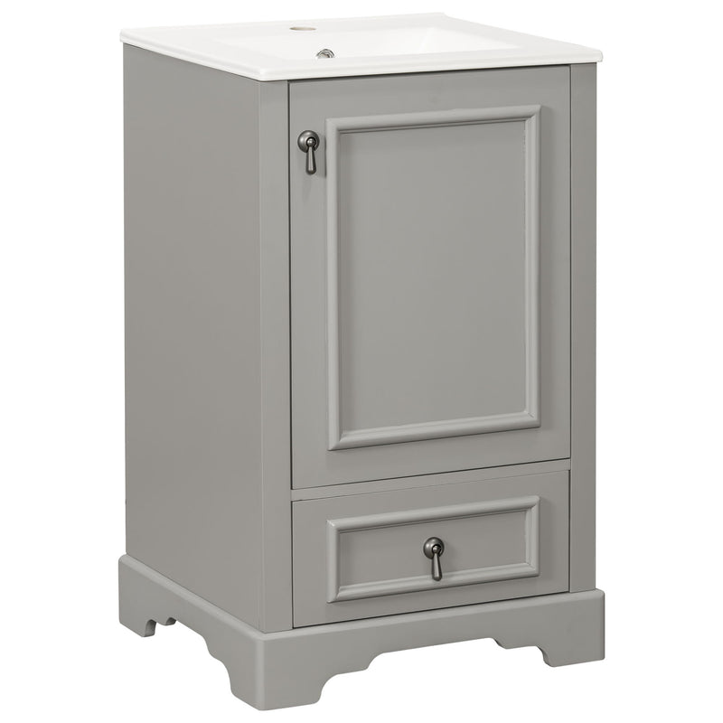 Bathroom Vanity With Sink, Soft Close Door, Adjustable U-Shaped Shelf