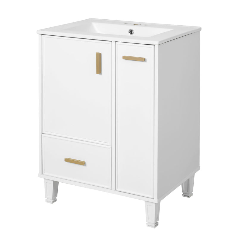 Bathroom Vanity With Sink, Deep Drawer, Door Shelf, 2 Tier Basket