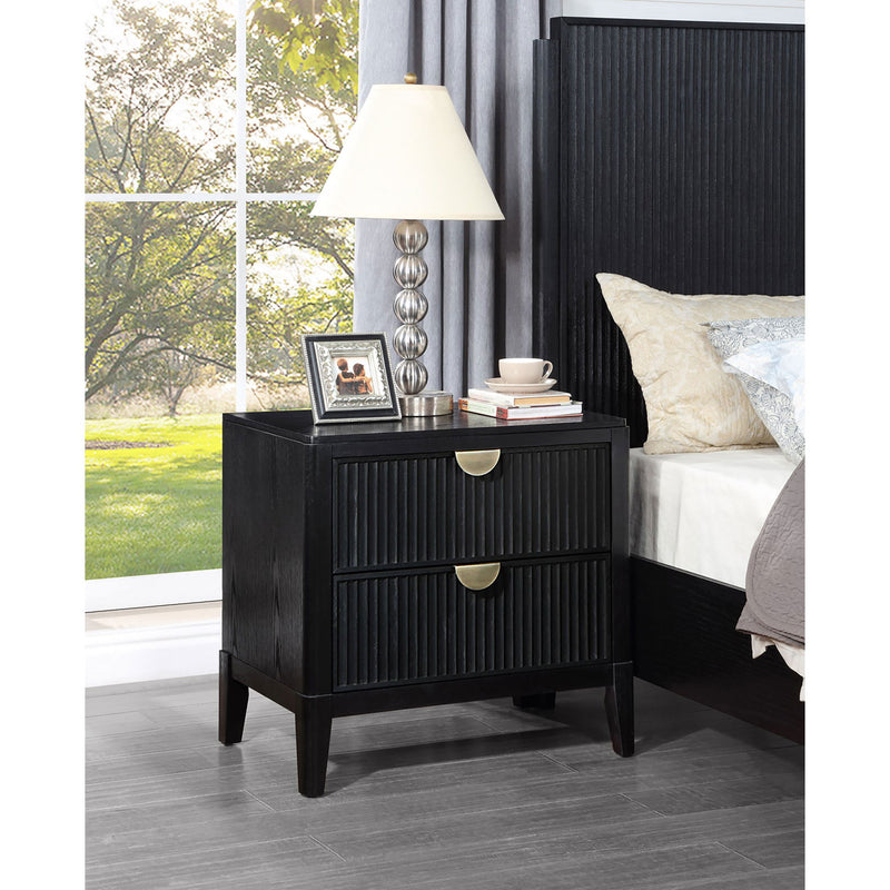 Mason - 2 Drawer Nightstand With Fluted Design - Black