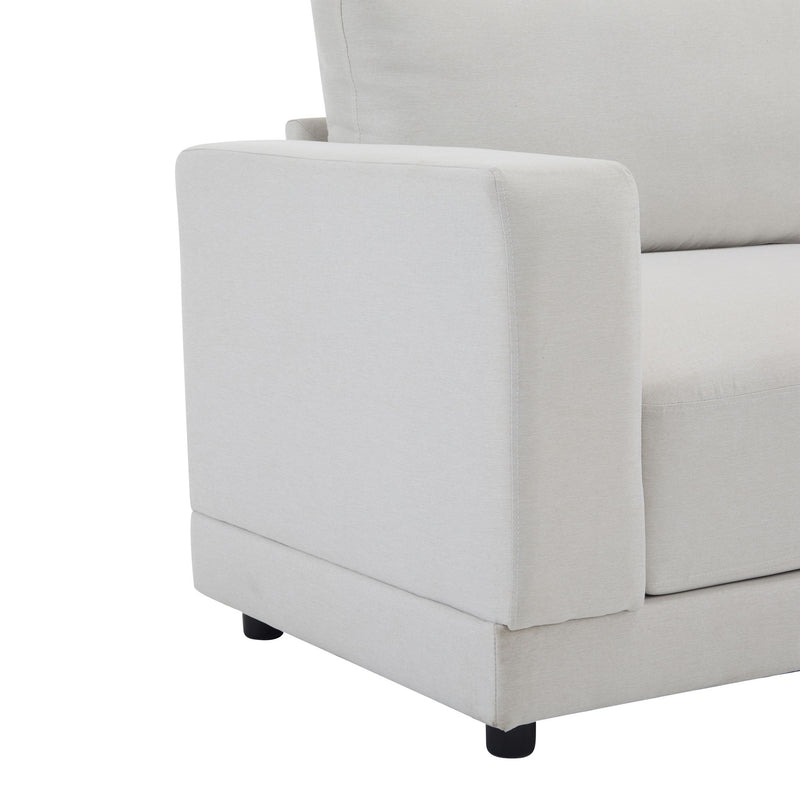 Modern Square Arm Sofa With Soft Fabric Upholstery, Deep Cushions