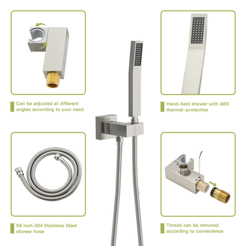 Dual Shower Head 16" Ceiling Mount Square Shower System With Rough In Valve