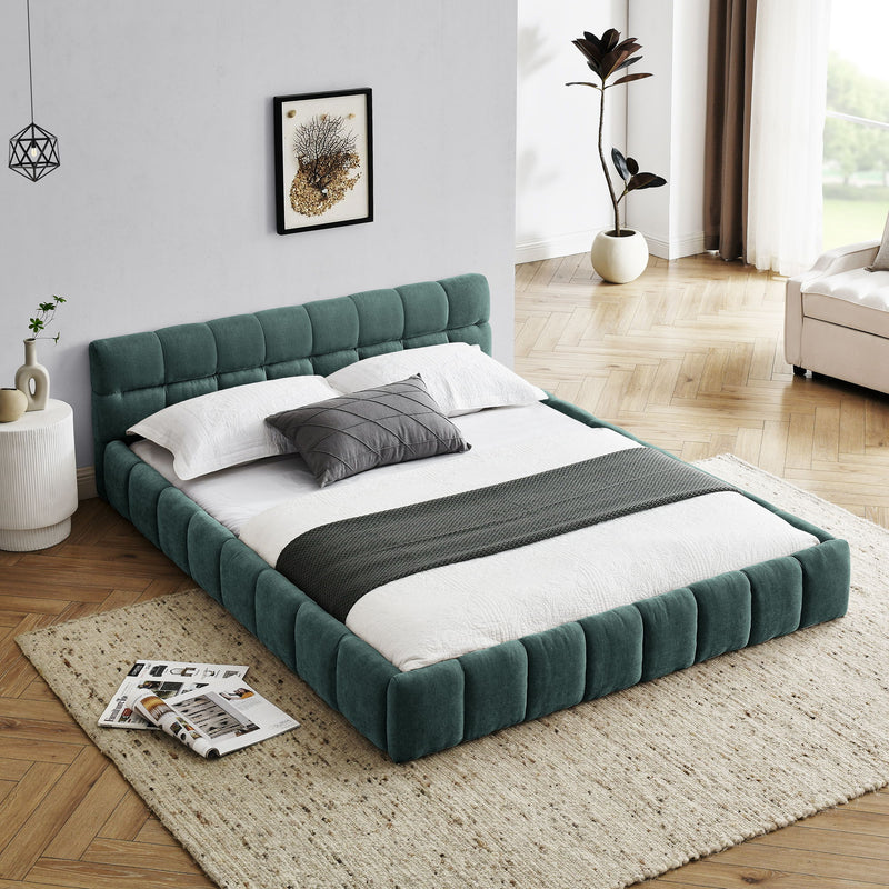 Modern Platform Bed Frame With Thick Fabric