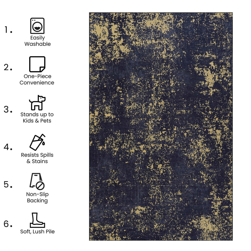 Maval - Abstract Washable Area Rug