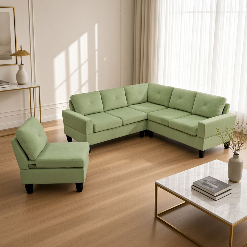 Modular L - Shaped Sectional Sofa 6 Seater 4 Piece Couch With Chaise
