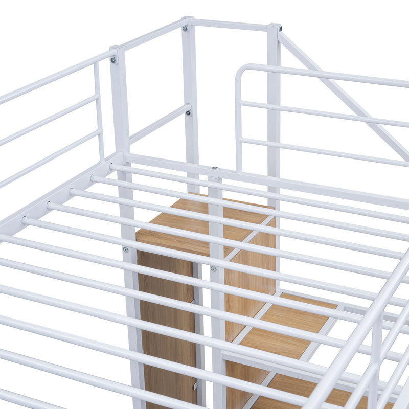 Bunk Bed With Lateral Storage Ladder And Wardrobe