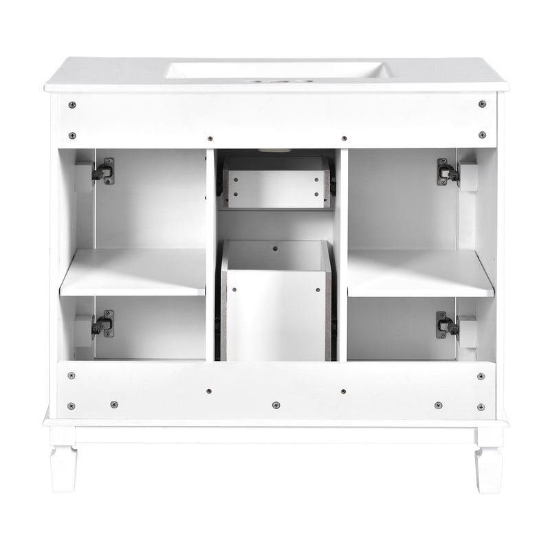 Bathroom Vanity With Top Sink, Basin On Cabinet With 2 Soft Closing Doors And 2 Drawers