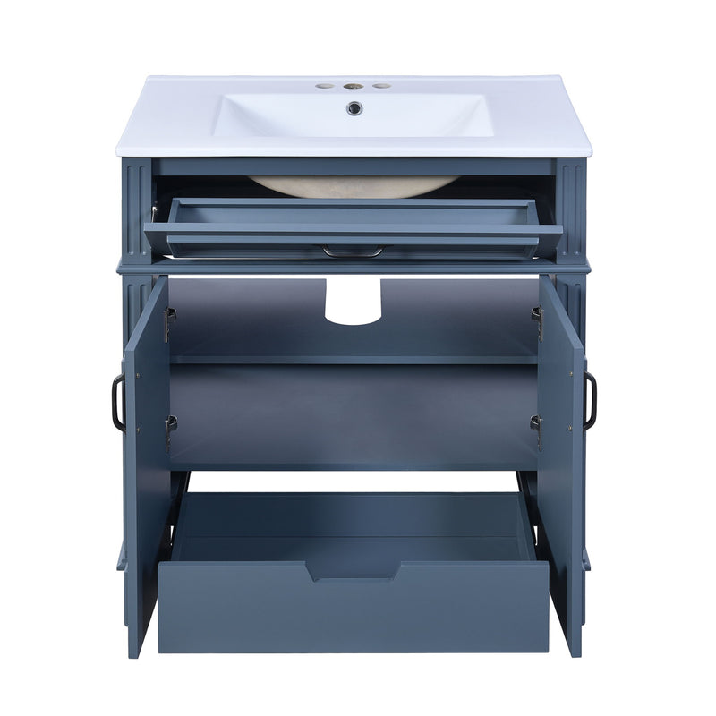Bathroom Vanity With Sink Storage Cabinet - Blue