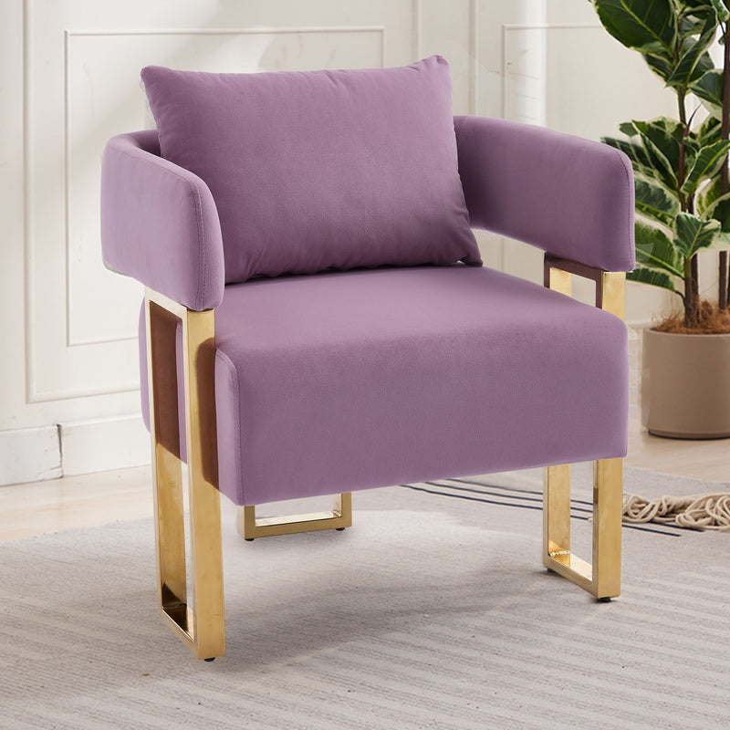 Modern Decorative Chair Teddy Fleece Upholstered And Metal Foot