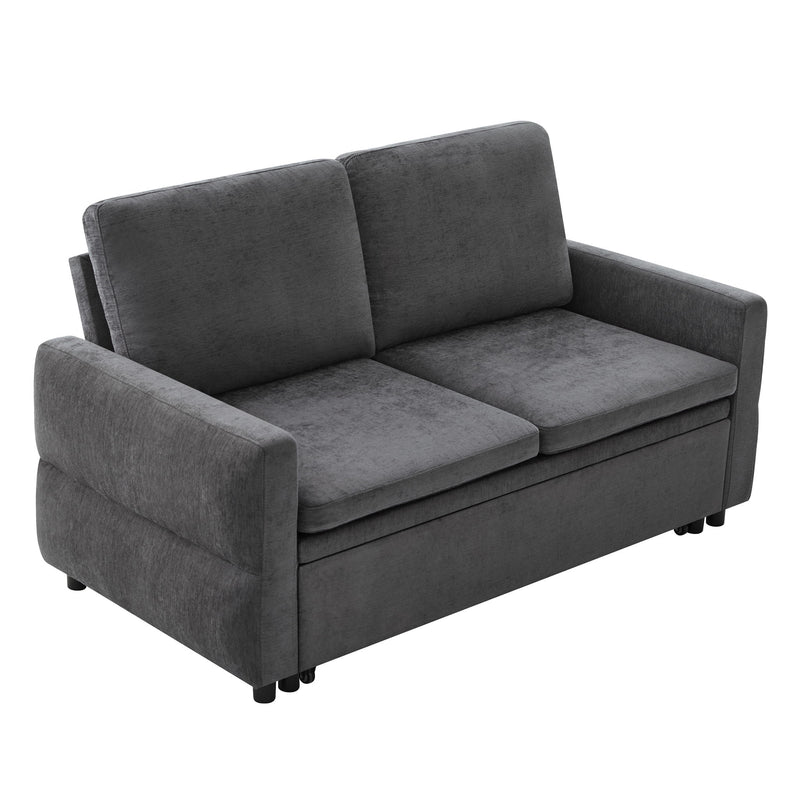 Convertible Sofa Bed Loveseat With Adjustable Backrest And USB Ports