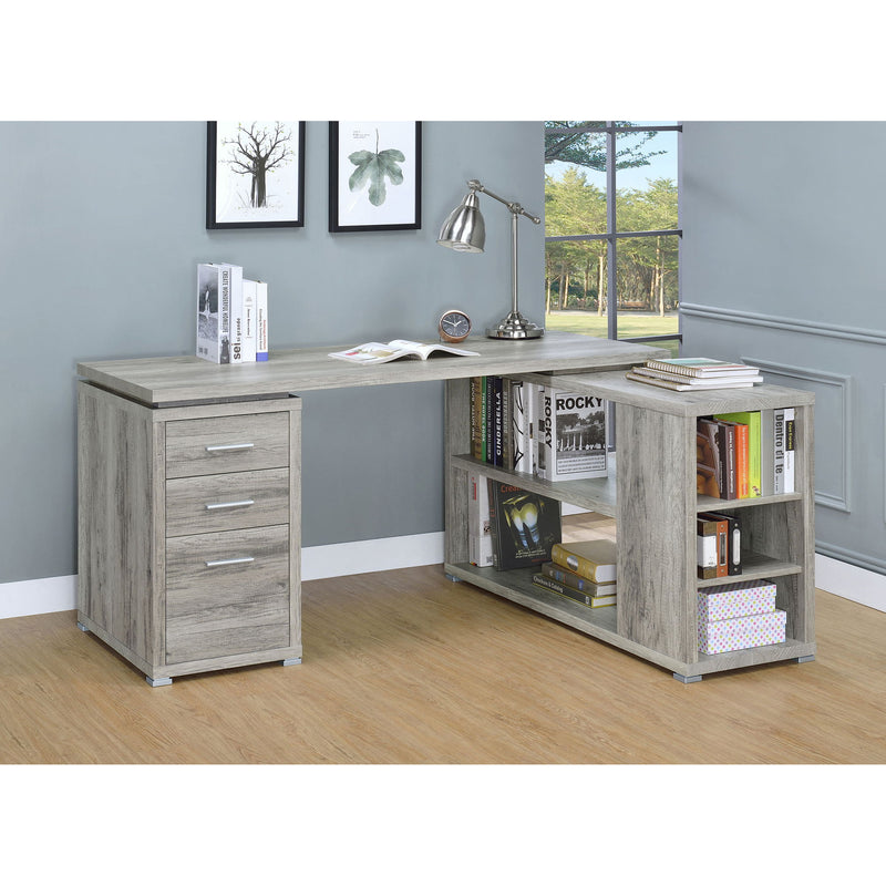 Tona - L-Shape Computer Desk With 3 Drawers And 5 Shelves