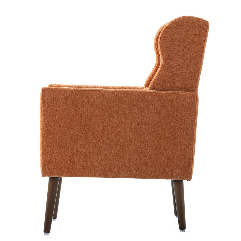 Modern Accent Chair, Arm Chairs For Living Room, Upholstered Mordern Armchair, Comfy Soft Padded Lounge Chair In Small Space, Bedroom, With Pillow, Solid Wood Leg
