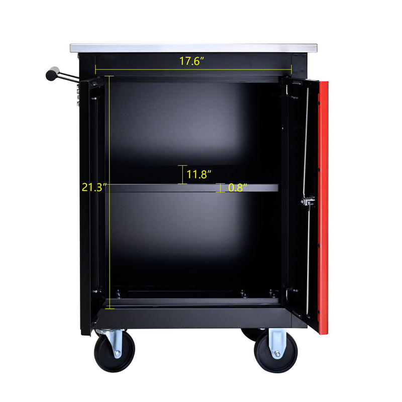 Double Door Clapboardl Multi Function Tool Cart - Black / Red