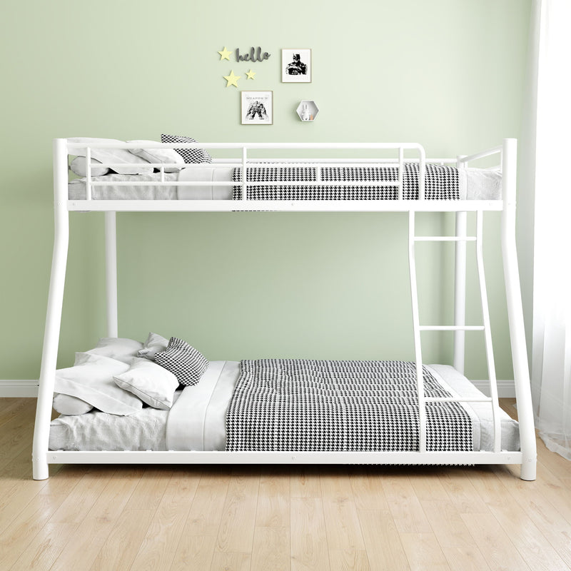 Bunk Bed Frame With Ladder And Guardrail, Heavy Duty Noise Free Design Metal Construction