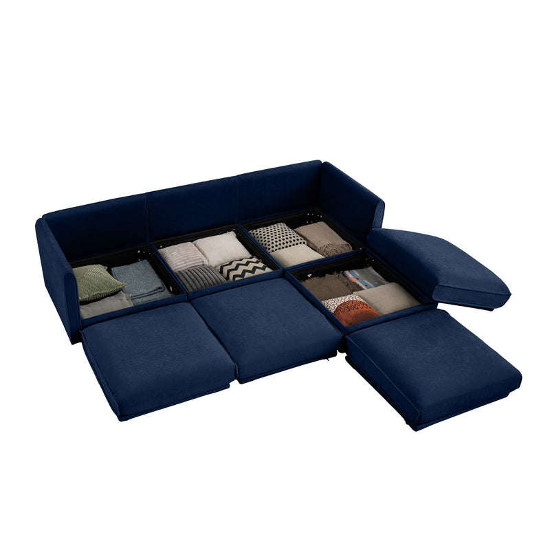 Contemporary Elegant Sofa With Storage And Ottoman