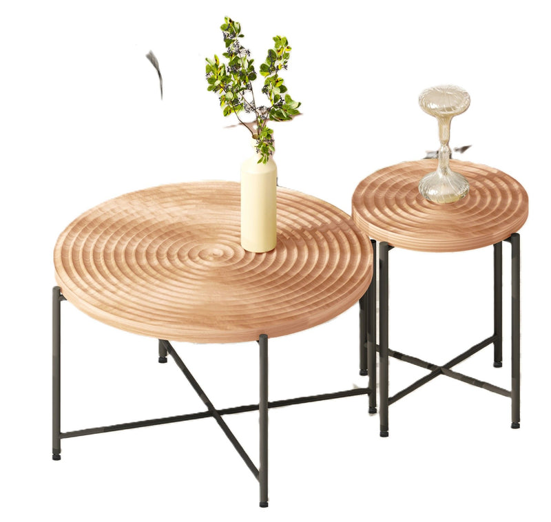 Coffee And End Table Set Waterproof Cover (Set of 2) - Natural Wood / Brown