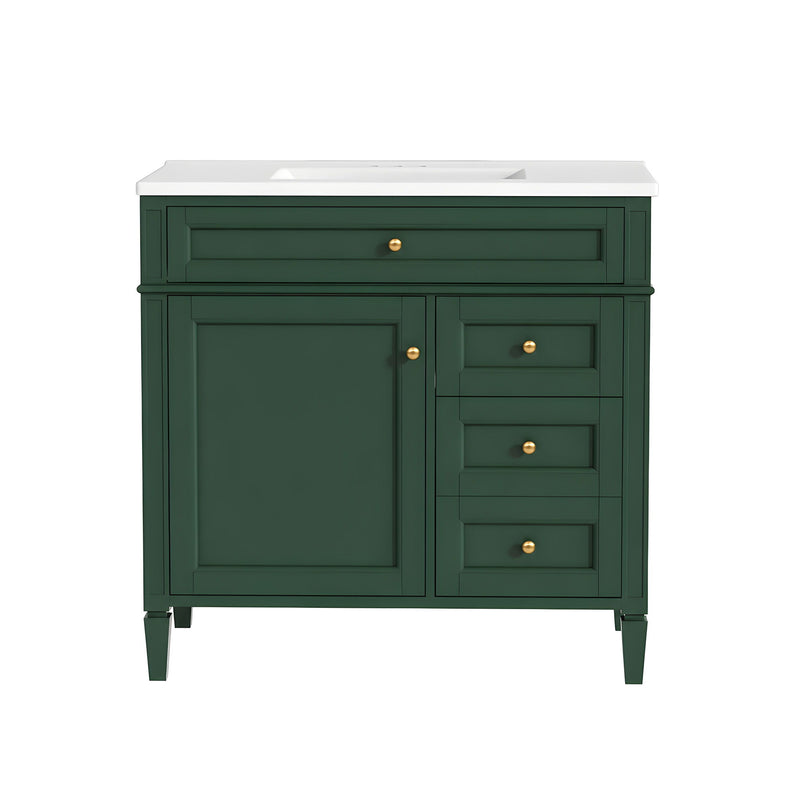 Bathroom Vanity With Sink, Rectangular Storage Cabinet & 2 Drawers And Tip Out Drawer