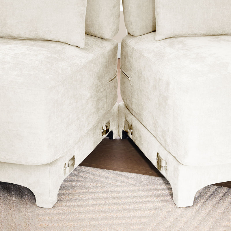 Stylish Sofa With Ottoman And Lumbar Pillows, Ergonomic Design