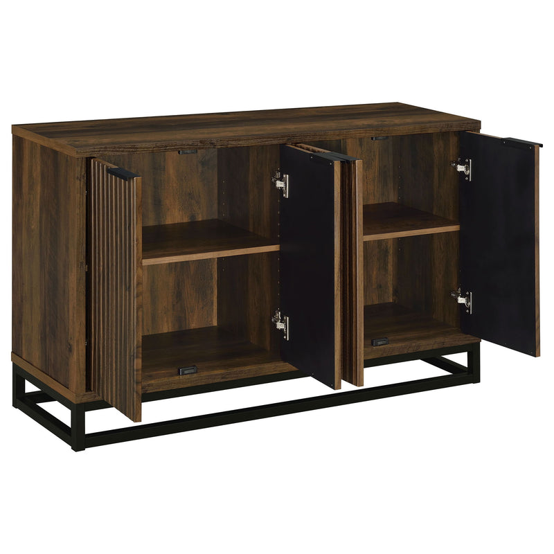 Thurston - 4 Door Accent Cabinet Carved Doors - Dark Brown